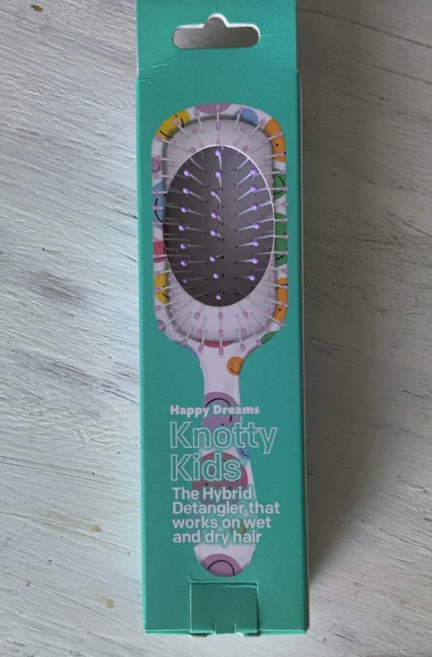 Knotty Kids Multicolor Smiley Paddle Brush - White Base